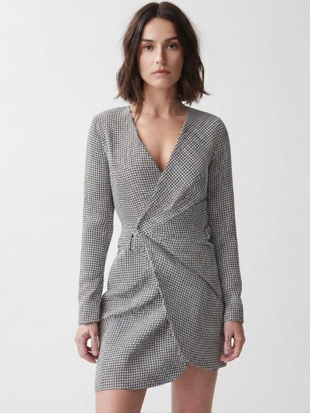 Jason Wu Black & White Houndstooth Blazer Wrap Dress Size Medium Formal Office